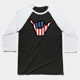 Red White And blue USA 4th July  Shaka Hand  2021 Baseball T-Shirt